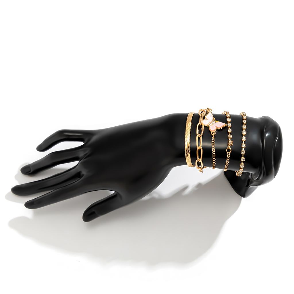 Temperament Butterfly Full Diamond Multi-Layer Bracelet Set Female, Fashionable Metal Snake Bone Chain Bracelet