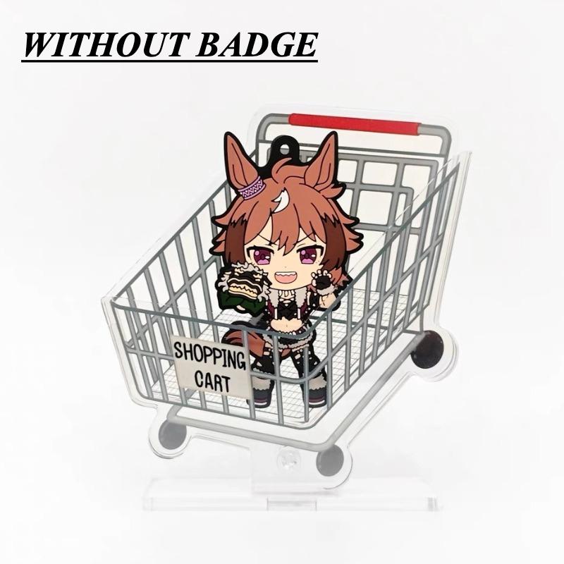

Creative Shopping Cart Badge Holder Acrylic DIY Anime Badge Display Ornaments for Room Decoration Stylish Friends Gifts 2025 New білий
