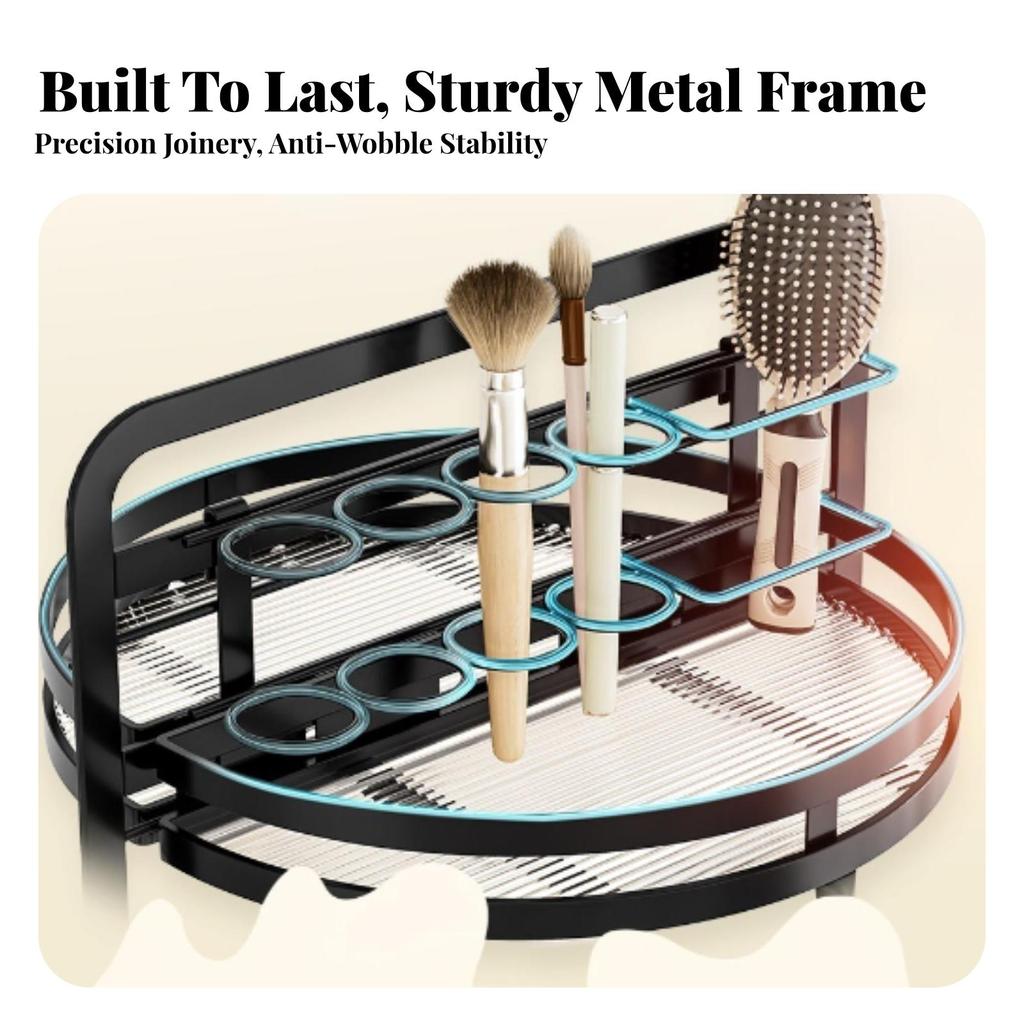2-Tier Storage Rack Compact Rotating Stand Revolving for Vanity, Kitchen