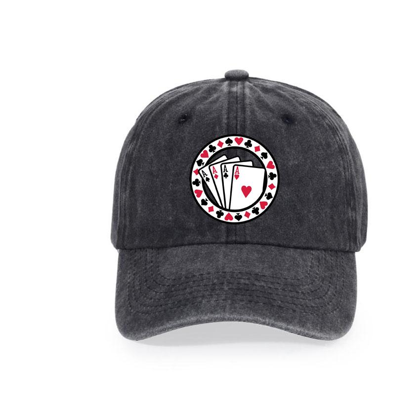 Baseball Caps Men Women Vintage Washed 100% Cotton Dad Hat Funny Poker Pattern Print DIY Team Logo Snapback Cap Hip Hop Hat