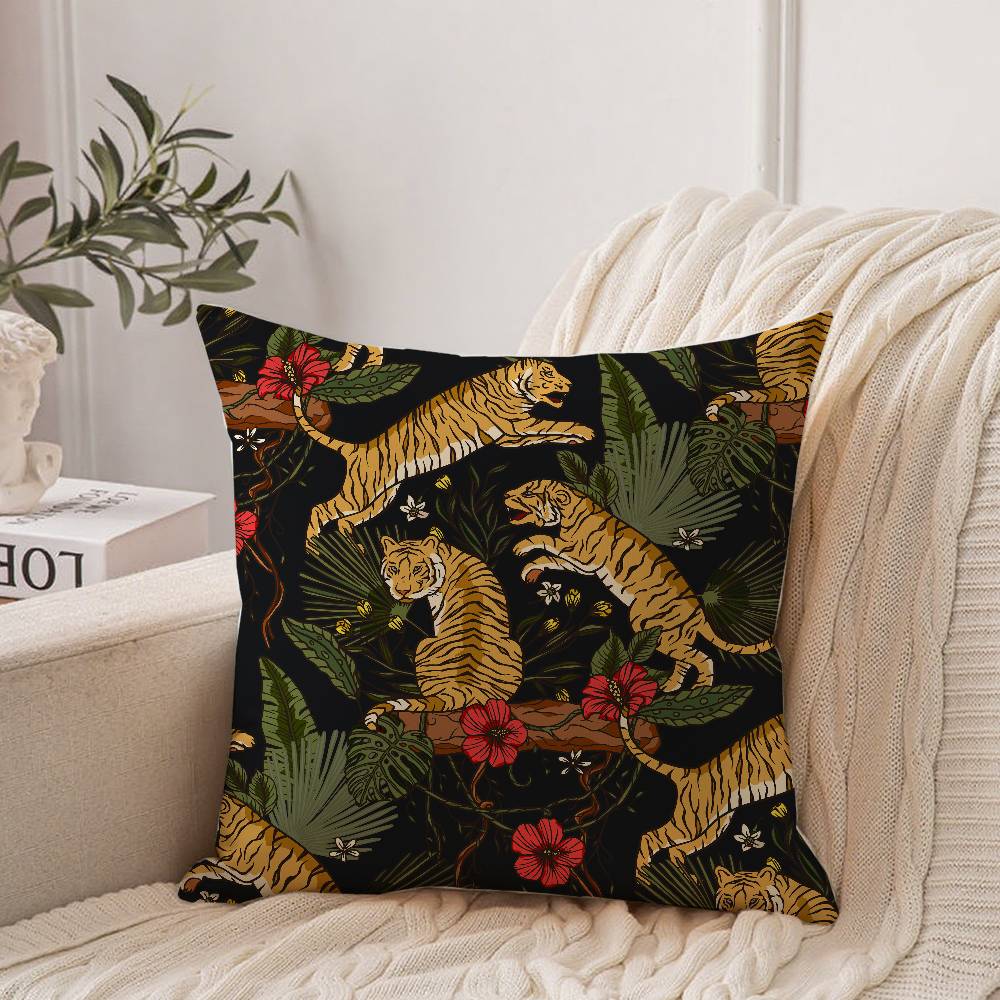 Tropical Tiger Pattern Pillow Case Home Decor Throw For Sofa Bed Car Room Decor Gift Idea
