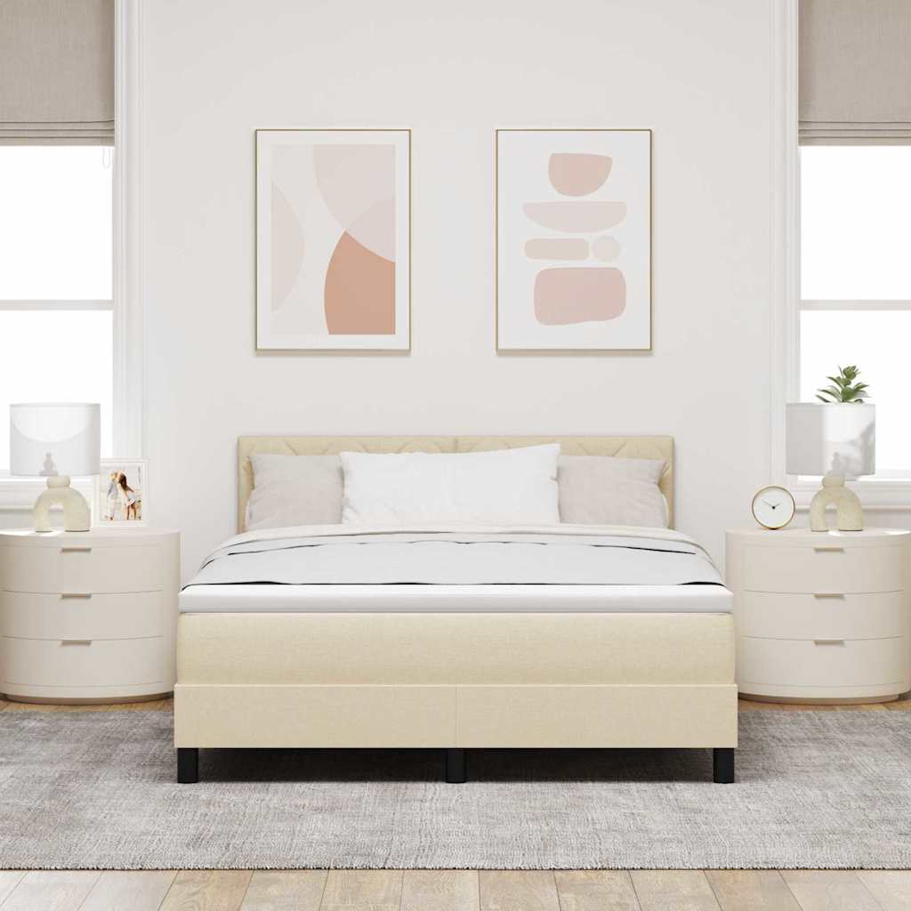 Box Spring Bed with Pillow and Headboard Cream 160 x 200 cm Fabric