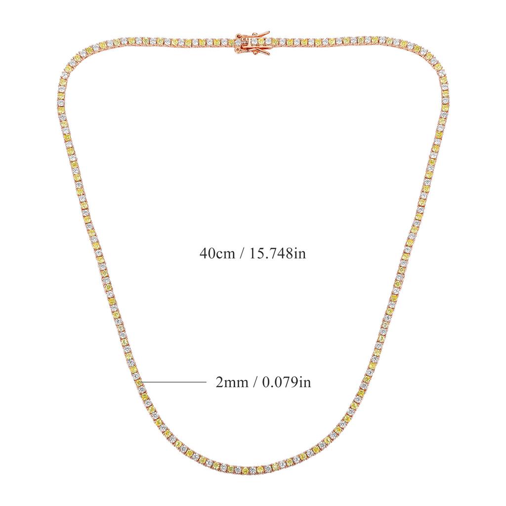 A New 2mm Copper Inlaid Zircon Tennis Necklace Neck Chain Fashionable Design, Popular