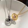 Empress Dowager Starry Sky Globe Necklace: Women's European & American Design with 3D Enamel Planets.