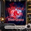 TapestryBoston Red Sox Custom Name Text Personalized Wall Hanging Tapestry Home Wall Decor