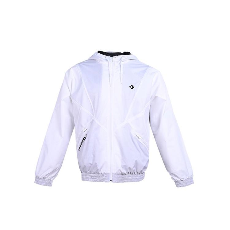 Converse hooded Drawstring Zipper Pocket Jacket White Men s 10019993-A03 M