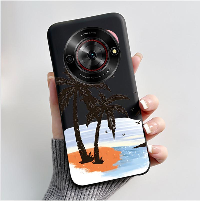 

Casing For ZTE Blade A75 5G Nubia Focus Calf 5G Phone Case Aesthetic Cute Cat Fashion Shockproof Black Matte Soft TPU Back Cover ZTE Blade A75 5G