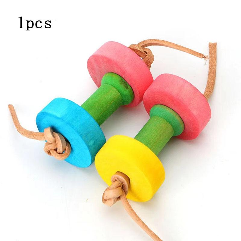 

Игрушка для захвата лапой попугая, деревянная кожаная веревка, натуральное дерево, жевательная гантель для птиц, интерактивные тренировки, товары для домашних животных