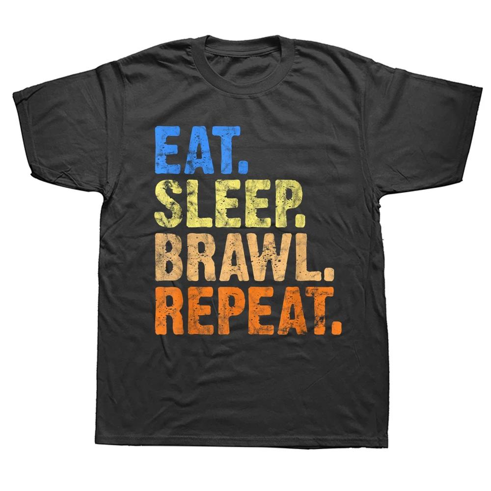 

Funny Eat Sleep Brawl Repeat for brawlers or gamers T Shirts Graphic Cotton Streetwear Short Sleeve Birthday Gifts T-shirt Men 4XL