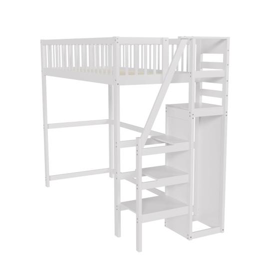 Litera con Escalera de Seguridad Armario Diseño de Barandilla Alta Estante de Almacenamiento Superficie Lisa Dormir 90 X 200cm Cama para Habitación Infantil con Barra para Ropa Habitación