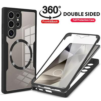360° Fully Protected Double-sided Phone Case For Samsung S25 S24 Ultra S23 Plus FE Magnetic Cover For Magsafe Wireless Charging