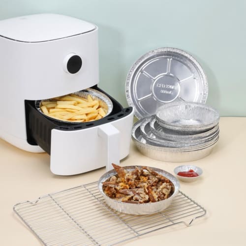 TAKEY Aluminum Pots, Round Type, 50-Piece Set, Induction Compatible, Disposable Aluminum Pots, Tabletop Cooking Pots, Perfect for Outdoor Use (6-Inch)