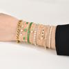 Stainless Steel Gold Green Zircon Stacked Bracelet Women, Titanium Steel Accessories Personalized Fashion Jewelry