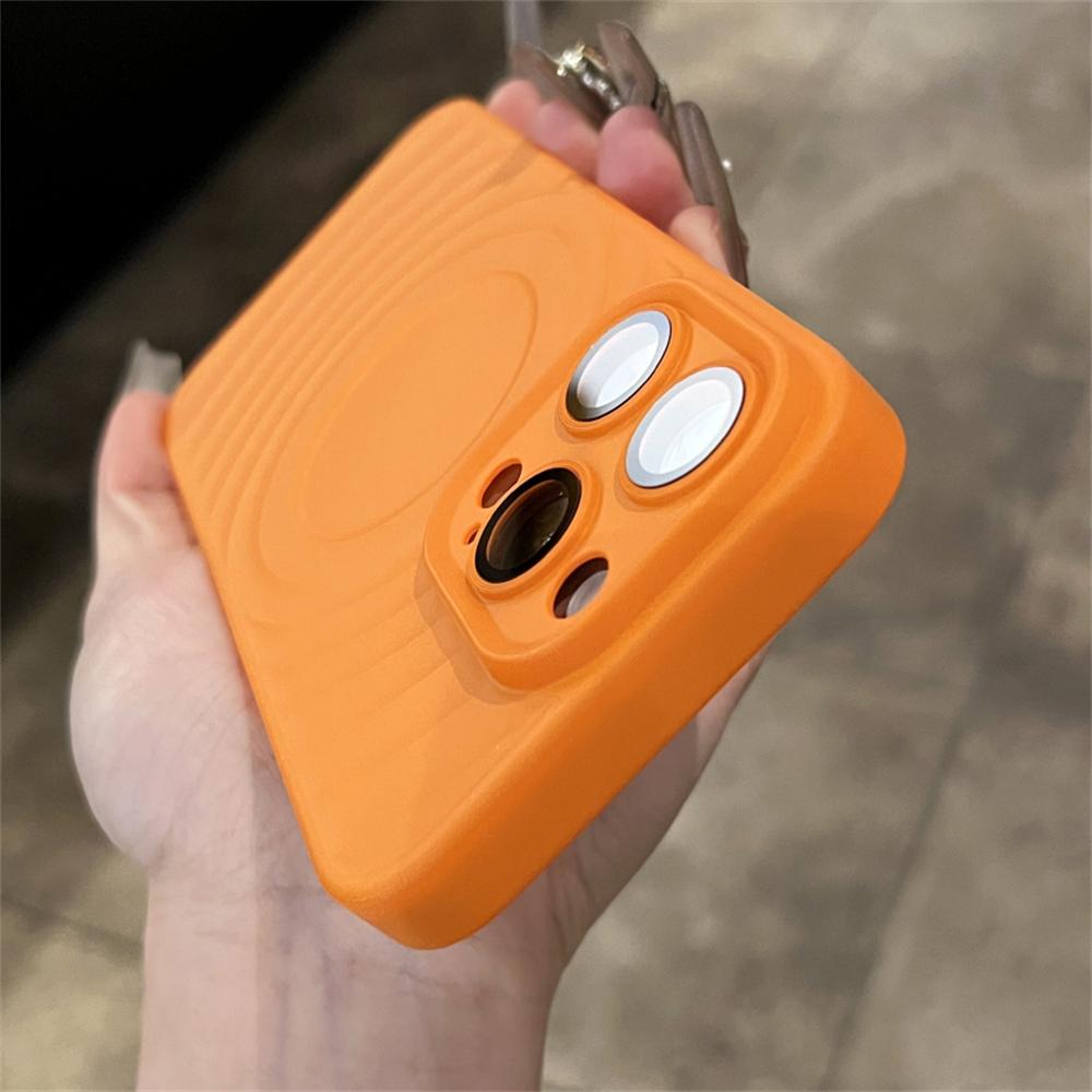 Luxury Wave Ripple Pattern Phone Case For iPhone 15 14 13 Pro Max Solid Color Lens Film Camera Protection Shockproof PC Cover