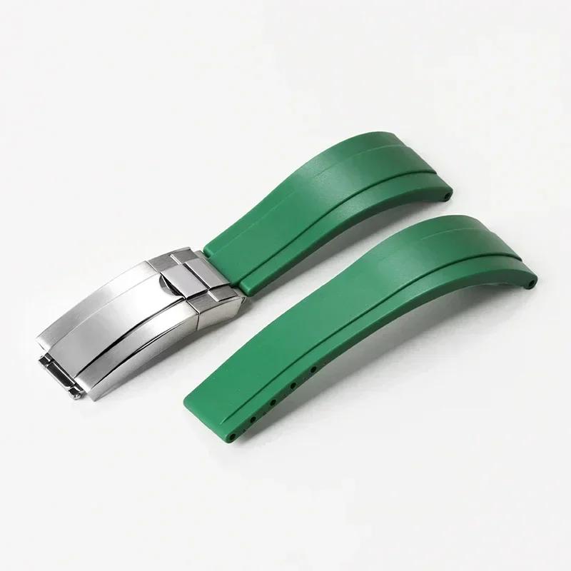 20mm Silicone Strap for Rolex GMT Daytona Submariner Diving Stainless Steel Buckle Men Women Waterproof Rubber Watch Bracelet