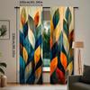 2pcs Vibrant Abstract Leaf Print Curtains - Rod Pocket   Semi-Transparent Polyester   Machine Washable - Ideal for Bedroom   Office