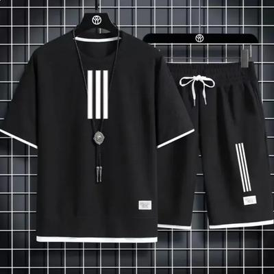 Adida New Man Tracksuits 2 Piece Short Sleeve Suits Printing T-shirt +sweatpants Sets Sutdent Casual Summer Sport Clothes