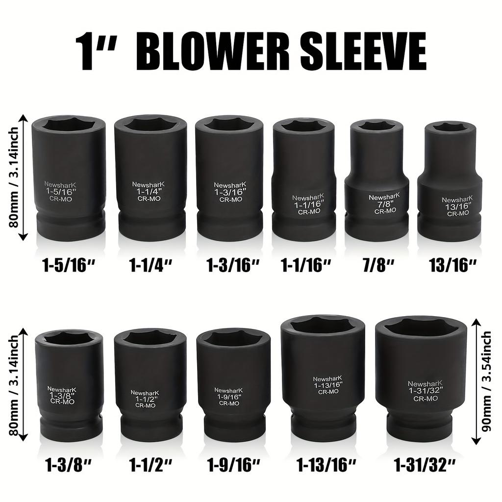 11 Piece Deep Socket Set SAE (1-5/16"-1-31/32"),6 Point Cr-Mo Spindle Axle Nut Impact Socket Set for Auto Repair and home Repair