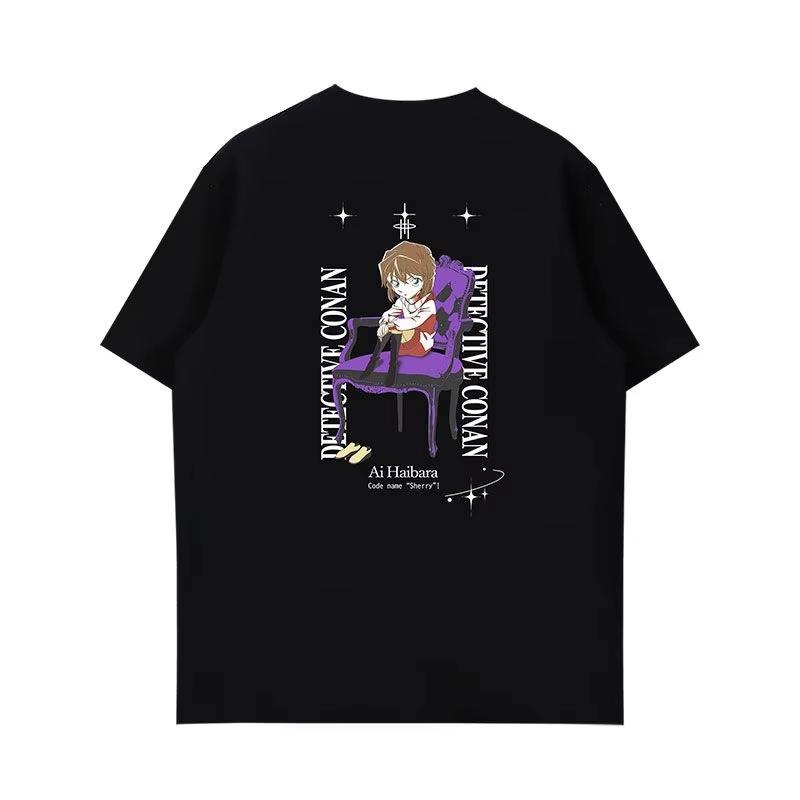 Detective Conan brand Unisexs and Womens cotton Tshirts 2026 summer Cartoon pattern Loose casual shortsleeved top