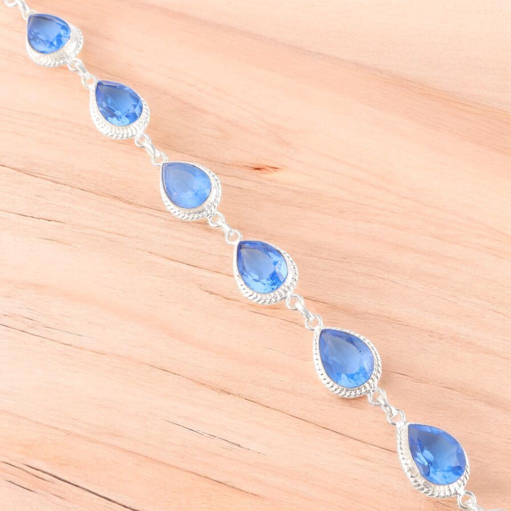 Tanzanite Gemstone 925 Sterling Silver Handcrafted Bracelet Jewelry Gift For Her RB-15-4