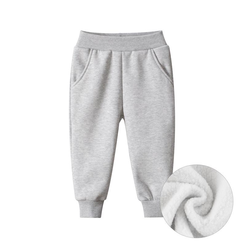 27kids Korean-Style Fleece-Lined Boys' Autumn/Winter Sports Pants - Solid Color Casual Trousers