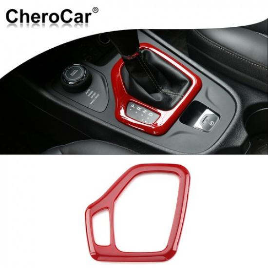 Red Gear Shift Box Decor Panel Cover Trim Frame For Jeep Cherokee 2014-18 Inner