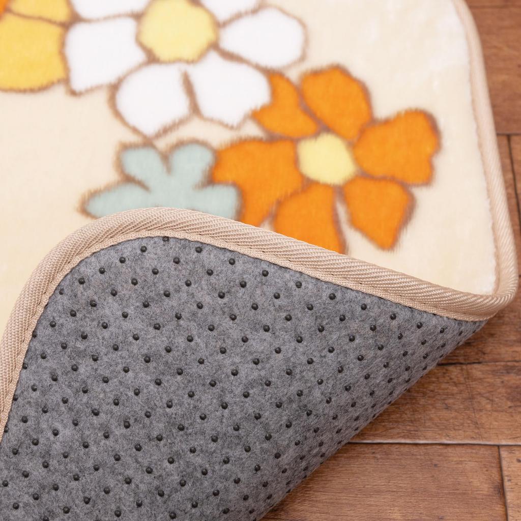 Senko Snoopy Flower 50 x 120 Character 28071 Rug, Approx. cm, Orange, Design, Non-Slip, Cute, Fluffy, Soft, Warm, Washable,