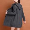 Women Spring Autumn Hooded Cardigan Sweater Jacket Ladies Mid Length Sweater Casual Knitted Overcoat