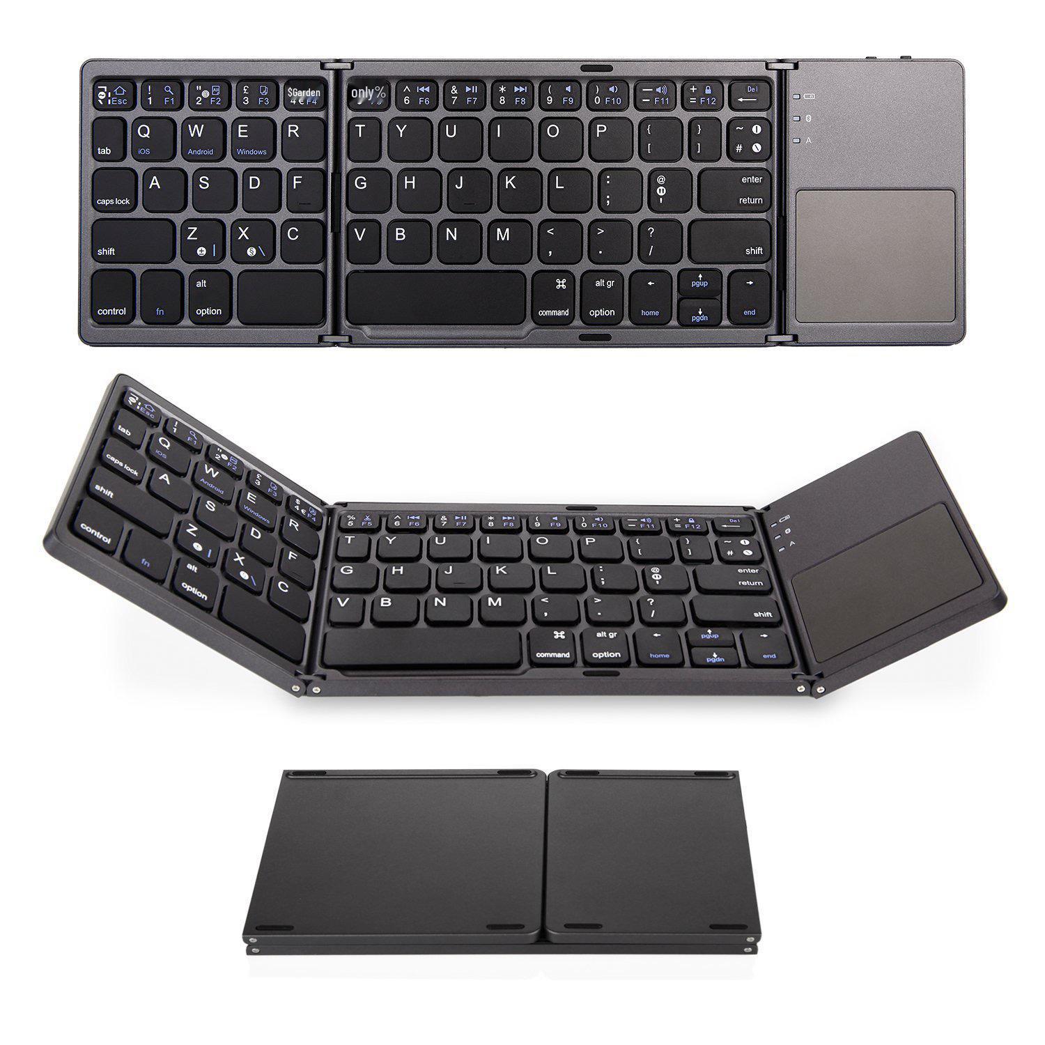 

Compact Tri-Fold Bluetooth Keyboard B033 for Mobile Phones, Tablets, and Laptops