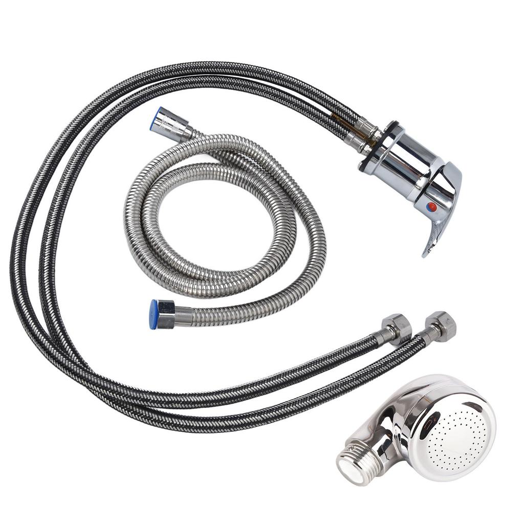 Shampoo Bed Faucet Sprayer Switch Set Zinc Alloy Chrome Plating for Club Beauty Salon Barbershop SPA