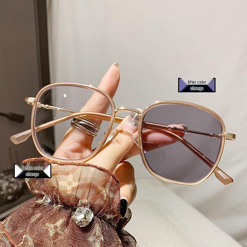 Damen Koreanische Art Lichtempfindliche Myopiebrille: Großer Rahmen, Ultraleicht, Blaulichtfilter, Make-up-freies, Gesichtsschlankmachendes Design