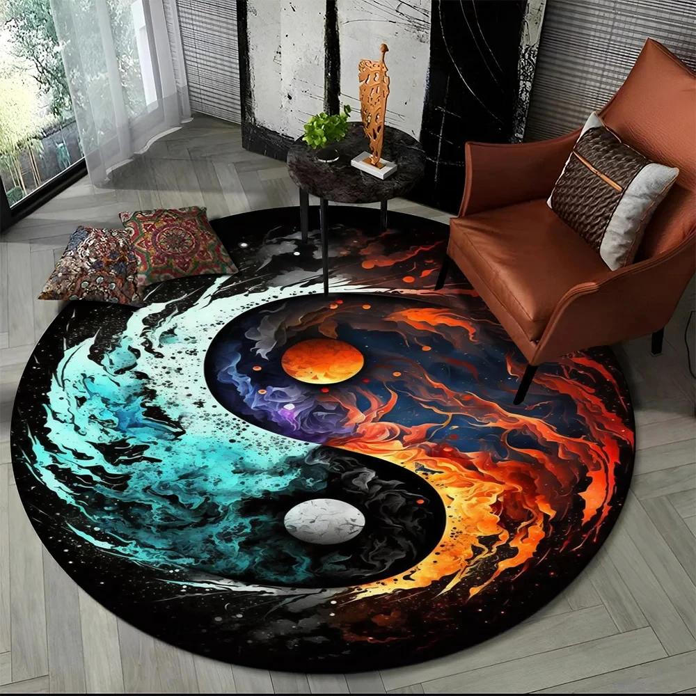 3D Naturalize Yin and Yang Chinese Tai Chi Round Carpet Circle Area Rug for Living Room Bedroom Decor Doormat Non-slip Floor Mat