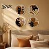 Solid Wood Decorative Flat Geometric Wooden Wall Cat Panels 4Pcs Decor 2D Hollow Art Prints Decor Art Modern Minimalist