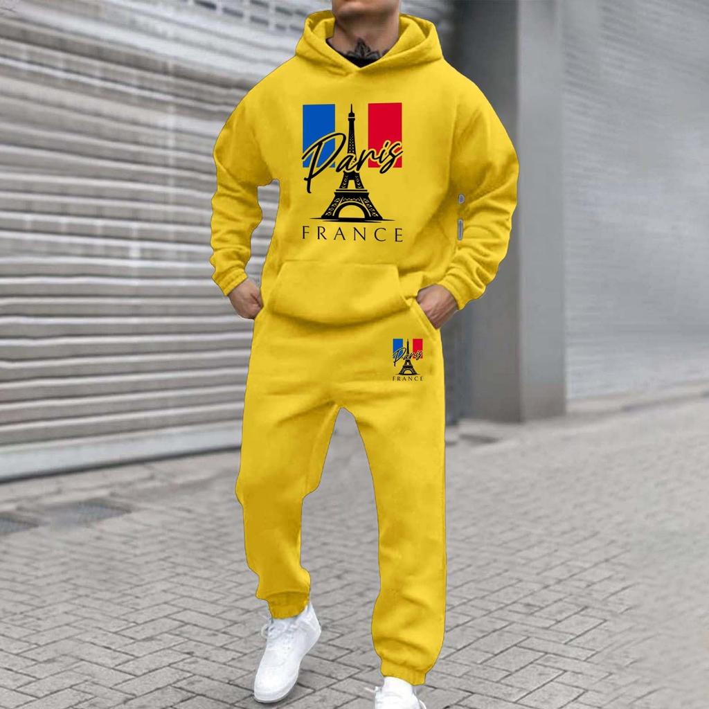 Men'S Stand Up Collar Button Casual Long Sleeved Shirt Long Pants Sports Suit