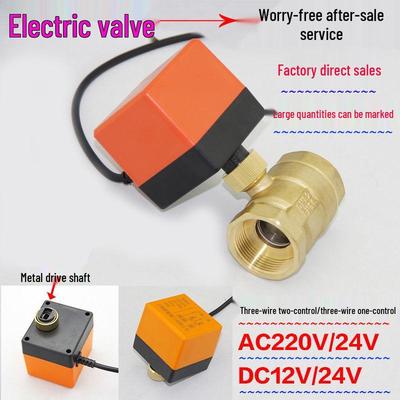 Elektrický kulový ventil z mědi, dvouvýtokový/třícestný řídicí, pro systémy 220V, 12V, 24V - Ideální pro AC, fancoilové, solární aplikace, 4bodové připojení