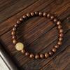 Golden Sandalwood & Rutilated Quartz Beaded Bracelet - Chinese Style Single Strand for Women