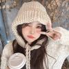 Korean Style Face Showing Small Wool Hat for Women with Big Head Knitted Hat Little Red Hat Fashionable Thick Warm Knitted Hat