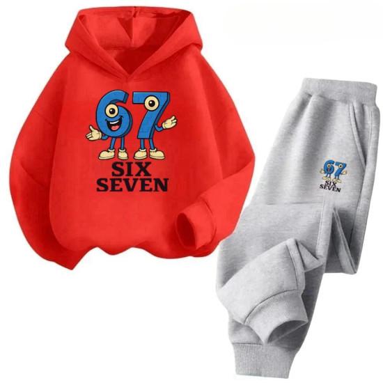 Steal a Brainrot Tracksuit 67 Six Seven Print Kid's Clothes Hoodie+Pants Suit 2pcs Set Boy Girl Children Holiday Gifts