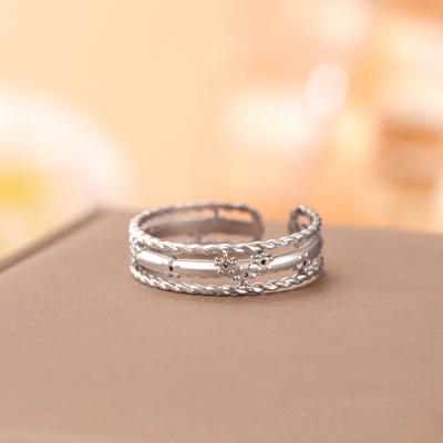 Vintage Edelstahlringe für Damen Verstellbare Größe Ring Geometrischer Ring Hochzeits Schmuck Zubehör