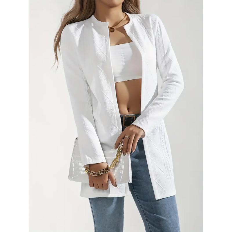 

Осенняя женская простая модная витая кардиганная куртка с длинным рукавом L белый