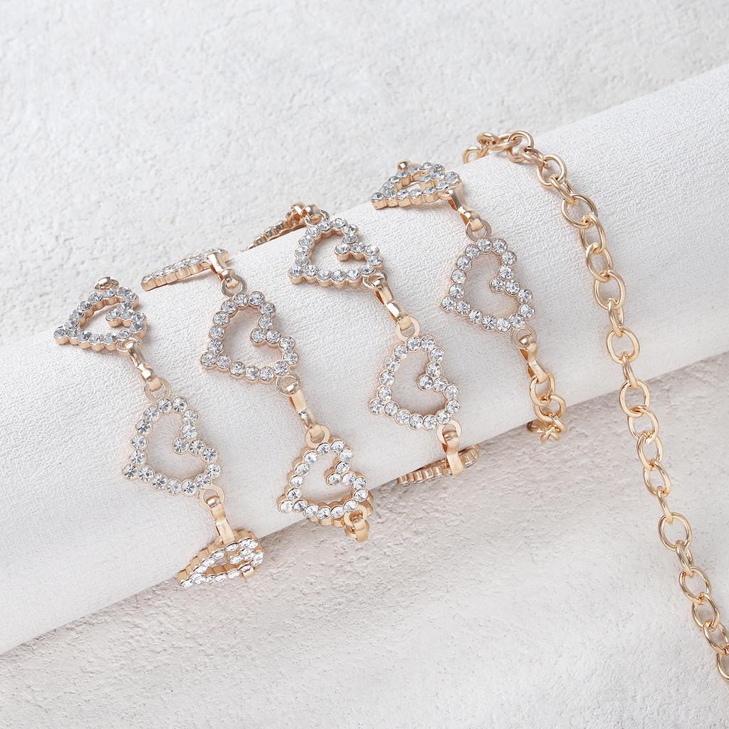 Heart-shaped Rhinestone Zircon Waist Chain for Women High-end Simple Design Metal Chain Accessories Fashion Jewelry