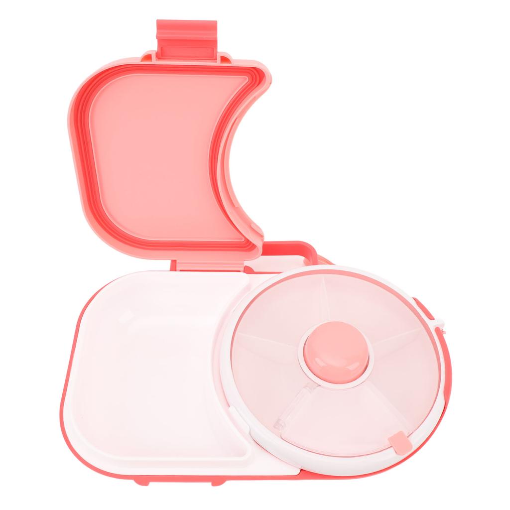 Snack Rotating Container with Lid Sealed Plastic Rotating Snack Storage Box for Outdoor Coral Pink