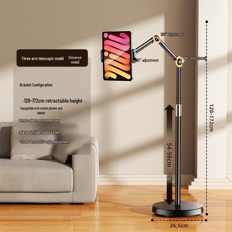 Universal Telescopic Rotating Floor Stand for Phones and Tablets