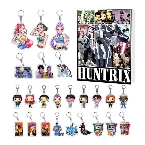 Demon Hunter Advent Calendar Cartoon Anime Figures Keychains Set 24 Days Christmas Countdown Calendar Collection Gift for Fans