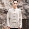 Camicia da Uomo Stile Cinese Retro Tuta Tang - Top a Maniche Lunghe in Lino Cotone