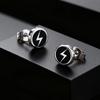 Punk Lightning Pattern Stud Earrings, Stainless Steel Small Round Earrings, Waterproof Fashion Piercing Jewelry Party Gift