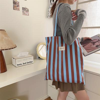 Mode Schulter Damen Tasche gestreifte große Kapazität Tasche Canvas Freizeit-Einkaufstasche einfache Damen Tasche