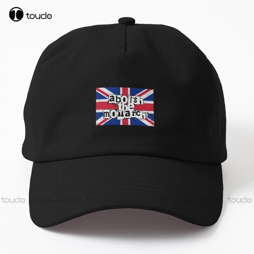 

Abolish Monarchy Punk Font With Uk Flag Background Dad Hat Womens Caps Street Skateboard Denim Color Sun Hats Adjustable Cartoon