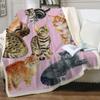 Grey and White Cats Blanket Plush Sherpa Flannel Throw Blankets for Couch Sofa Super Soft Blanket Bedroom TV Throw Blanket Full