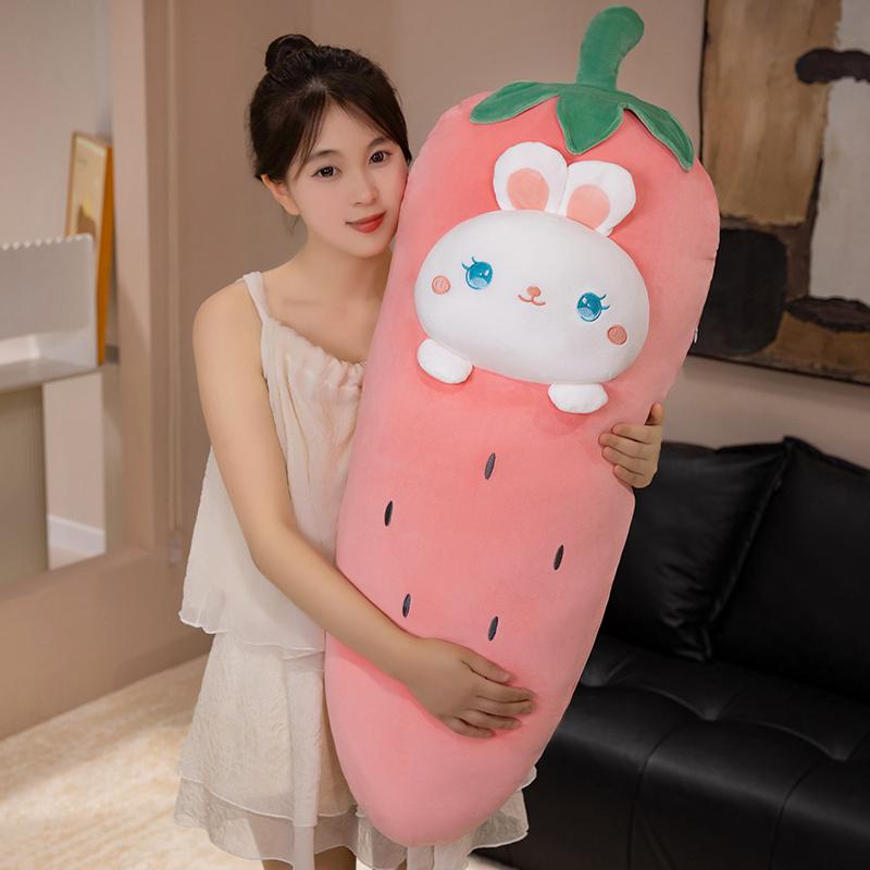 Simulation Vegetable Fruit Cartoon Carrot Strawberry Rabbit Plush Toy Pillow Dolls Stuffed Animal Bunny Soft Toys Kids Gift